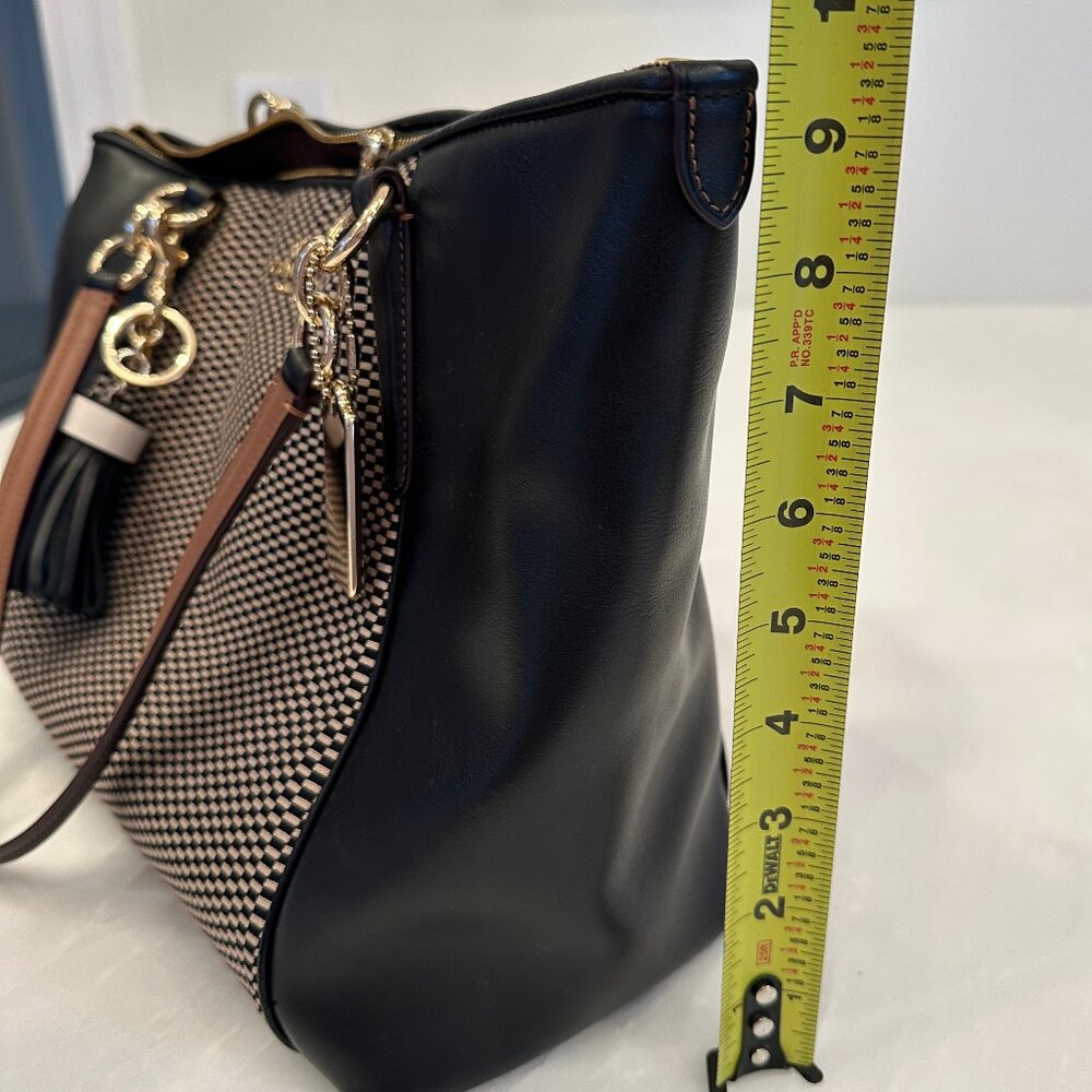 Coach/ Legacy Jacquard AVA Tote Bag F57246/ Black Leather w Gold Hardware/ NWOT - Picture 13 of 16